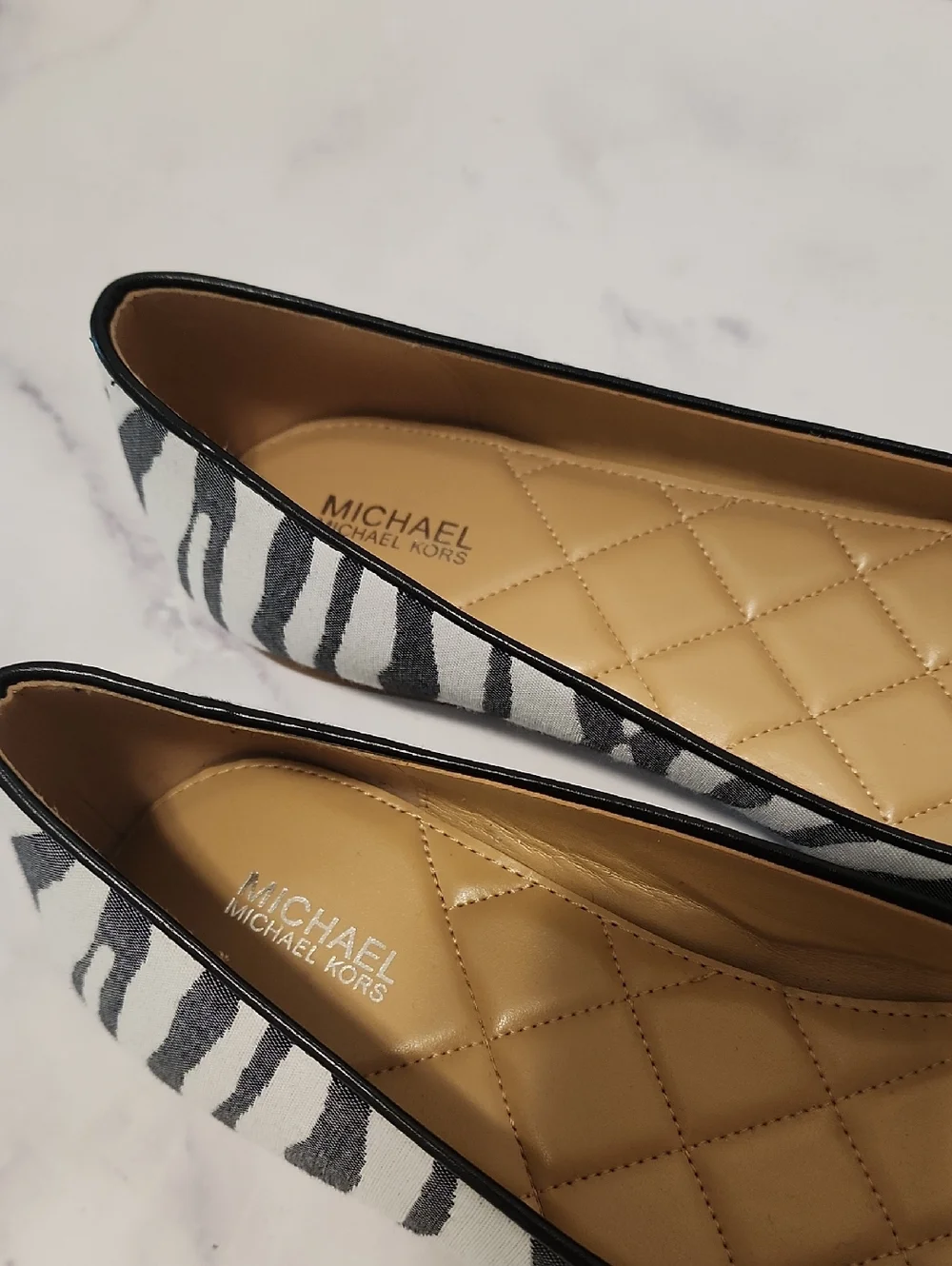 Michael Kors Zebra Print Ballet Flats with Bow Accent Brand New